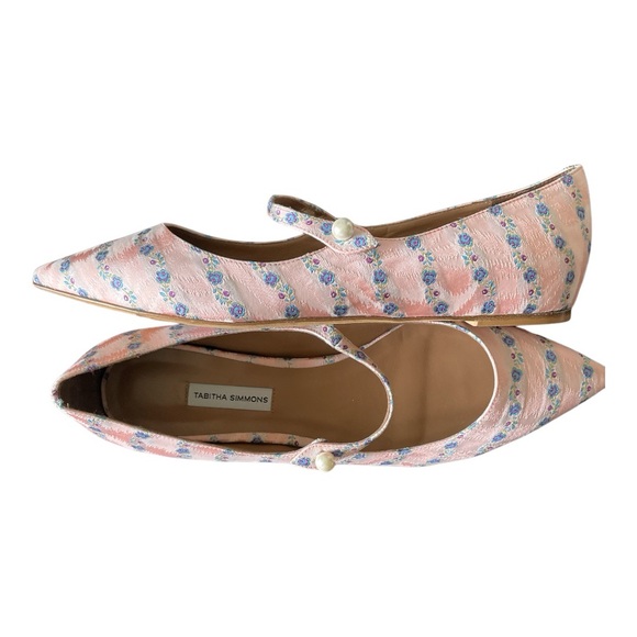 Tabitha Simmons Hermione Mary Jane Shoes Pink Pearl Jacquard Pointed Toe Size 40 - Picture 4 of 11